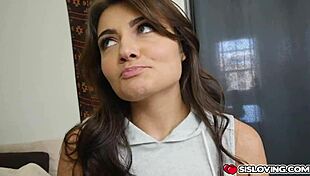 Adria Rae Gives Detailed Blowjob To Her Stepbrother's Monster Cock