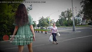 Boldly flashing tits and upskirt in public without panties