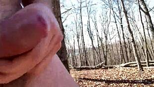 Hiking naked with clothes ripped for outdoor masturbation and cum dripping!