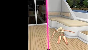 Scandinavian Babe Dances at Yacht Party with Ripped Clothes and Cameltoe