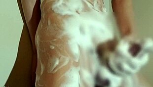 japanese boy in bathroom, naked masturbation with bubbles