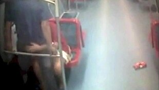 a voyeur catches public sex in santiago metro wagon.