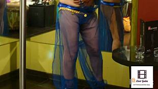 Odalisque bent over in costume takes intense doggystyle and cums on buttocks