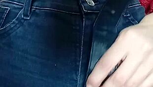 playing with a belt on her pussy and spanking in this casual scene