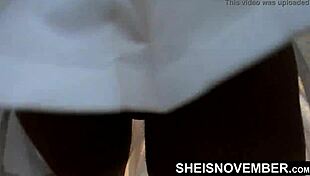 ebony babe msnovember rides bike with upskirt booty in public