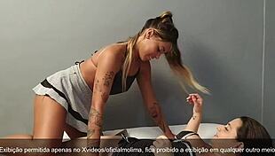 monica lima and lola melo in tempting lesbian dildo play