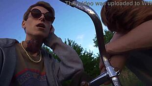 Young Cyclist Receives Handjob During Summer Ride on Bike