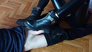 Barefoot feet worship & domination with 18 year old amateur babe in boots