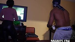 Eager ebony slut trains ass in rough gangbang