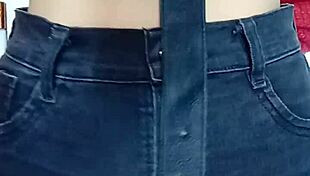 playing with a belt on her pussy and spanking in this casual scene