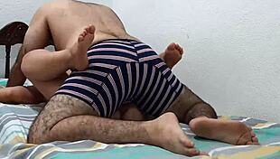 blonde latina teen 18+ feels intense pleasure in parents' room during homemade missionary sex.