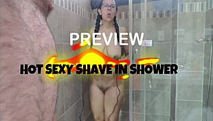 in the shower, agarabas and olpr enjoy a sexy shave session with big cocks and pussies