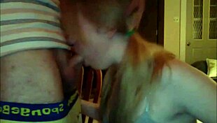 girlfriend with pigtails sucks and gets facial from horny friend