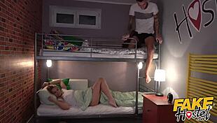 Curvy blonde backpacker gets anal threesome surprise