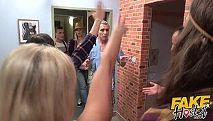 Curvy blonde backpacker gets anal threesome surprise