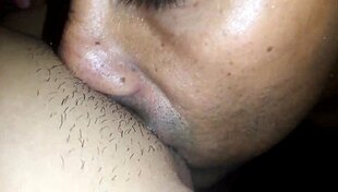 Suggestive Pleasure From Tongue Sucking Swollen Lubricated Vagina In Bondage