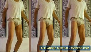 i'm alejandro mistral dancin' in white and blue underwear again