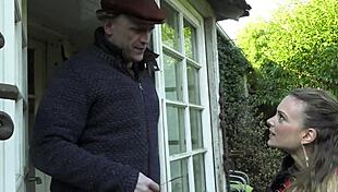 cutie with BIG BOOBS SUCKS elder cock part 1