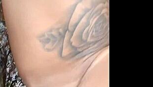 Paty and Jhony get caught riding intensely in public at the waterfall, her big tits bouncing wildly.