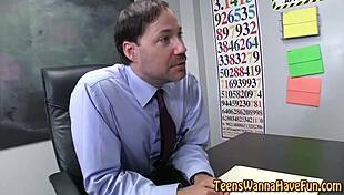 Uniform teen fuck and cum with big cock blowjob facial.