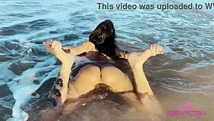 me and cassi grabbed that naughty boy at the beach for wild bedroom fun