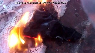 SHE BURNS HER PANTIES in this russian antiporno video
