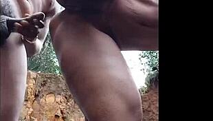 Paty and Jhony get caught riding intensely in public at the waterfall, her big tits bouncing wildly.