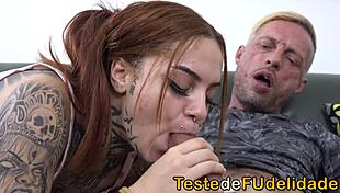 Latina teen stepdaughter gets consoled with blowjob by stepfather after breakup