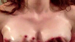 oiled redhead tits teasing with joi countdown 😏