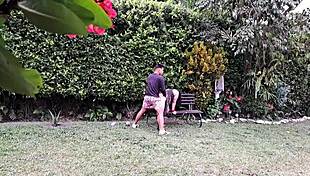 Enjoying Steamy Encounter with Voluptuous Mature Woman in the Garden