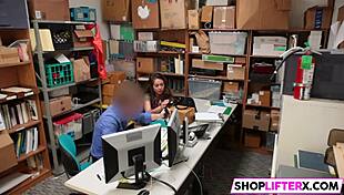 Burglar punished with blowjob by police at the shop