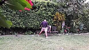 Enjoying Steamy Encounter with Voluptuous Mature Woman in the Garden