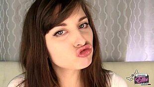 brunette princess kisses sensually with tongue in pov