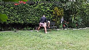 Enjoying Steamy Encounter with Voluptuous Mature Woman in the Garden