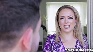 hot blonde milf takes huge cum load on filthy tongue... making her submit