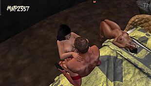 3d busty threesome with big tits