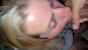 Blonde Receives Cum On Face In Garage Homemade Deepthroat