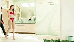 Redheaded Teen Masseuse Covered in Nuru Oil Massages Client