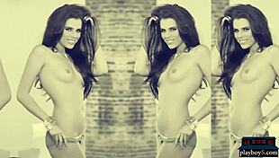 sexy brunette models give a full striptease for playboy