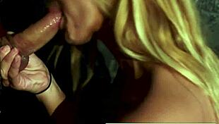 sexy blonde sarah swallows monster cock in glory hole blowjob