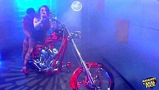 busty redheaded biker girl gets thick booty dicked down on her precious bike