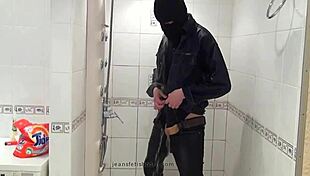 master in blue jeans washes wet feet