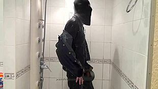 master in blue jeans washes wet feet