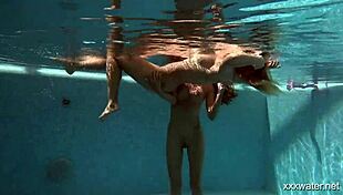 Watch Stefanie Moon and Vyvan Hill Underwater in the Pool