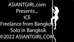 Asiantgirl Ice, feeling so aroused, masturbates her small cock with handjob passion