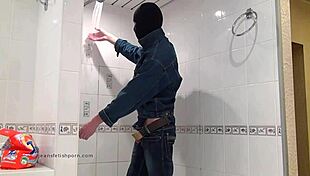 master in blue jeans washes wet feet