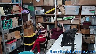 Delinquent teen sucking mall cop's cock 😏