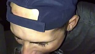 sucking in the bathroom of the party with cum