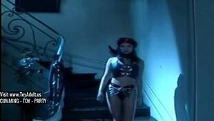 Fucking with toys in the cage