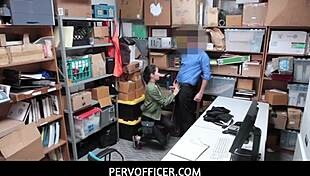 pervofficer catches asian jade noir spreading legs for hidden sex, penetrating her in the uniform